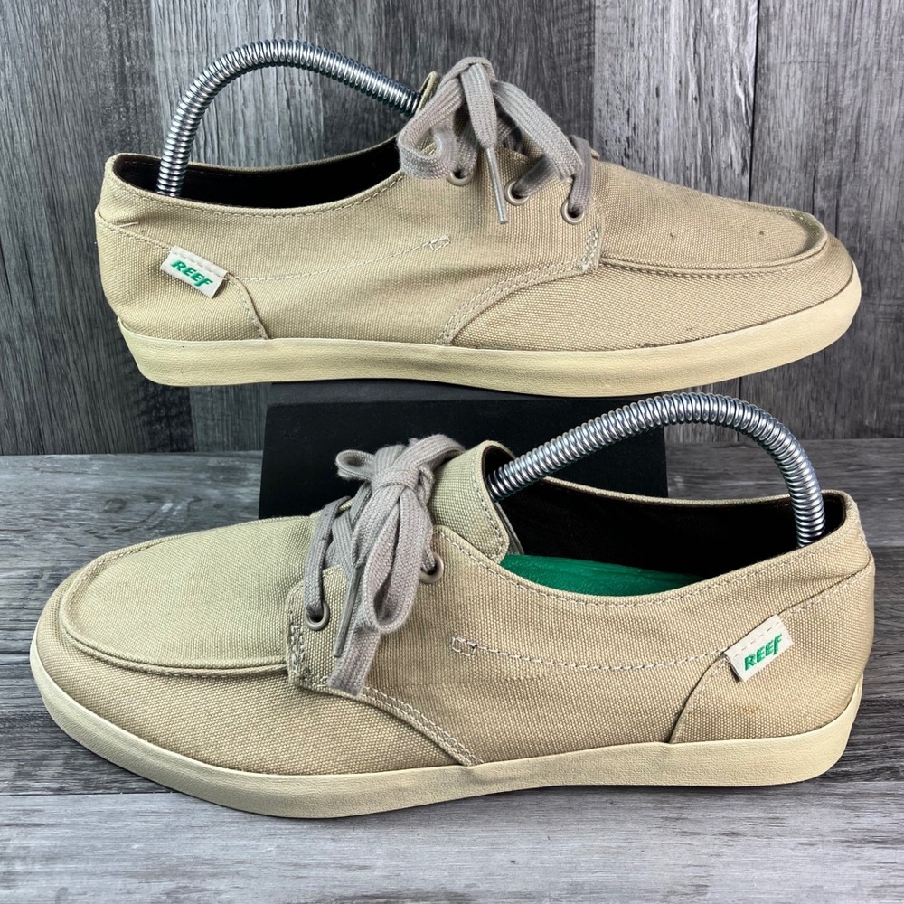 Reef Deck Hand 2 Mens 8 Tan Khaki Textile Moc Toe Casual Shoes RF-003261